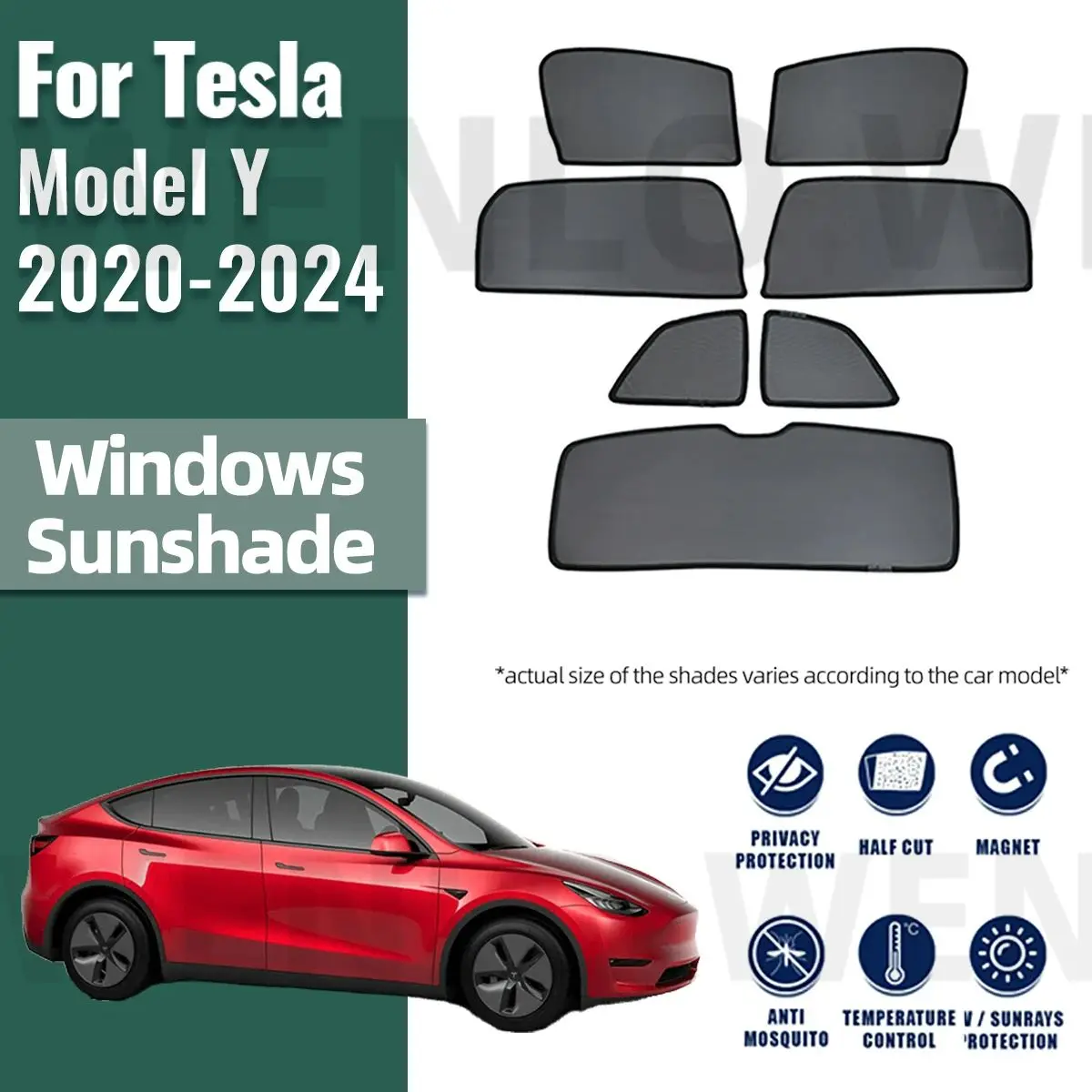 

For Tesla Model Y 2020 2021 2022 2023 2024 Magnetic Car Sunshade Front Windshield Frame Curtain Rear Side Window Sun Shade Visor