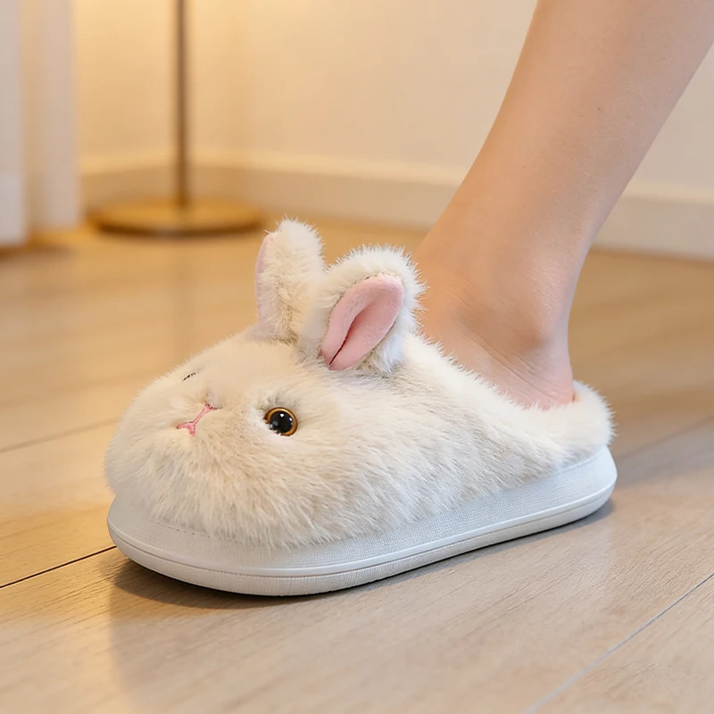

Cute Bunny Slippers for Women/Kids- Plush Fluffy Rabbit House Shoes Winter Warm Faux Fur Indoor Non-Slip Cozy Home Slippers Gift