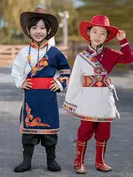 Winter Children's Tibetan Performance Attire Costume Boys And Girls' Water Sleeve Dance Performance Clothes Mongolian Dress