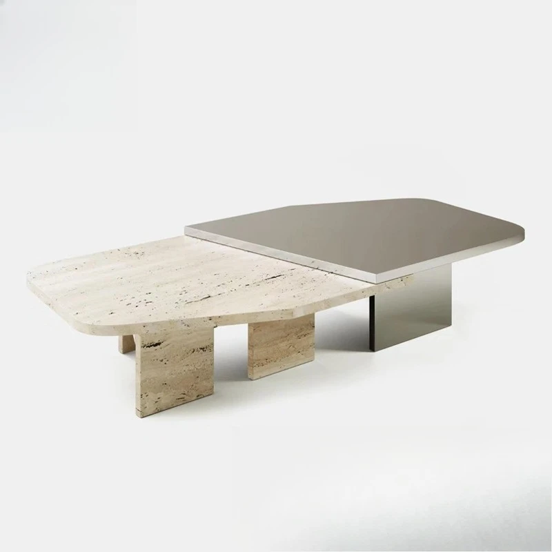 

Irregular coffee table combination splicing long table metal travertine tea low special shape