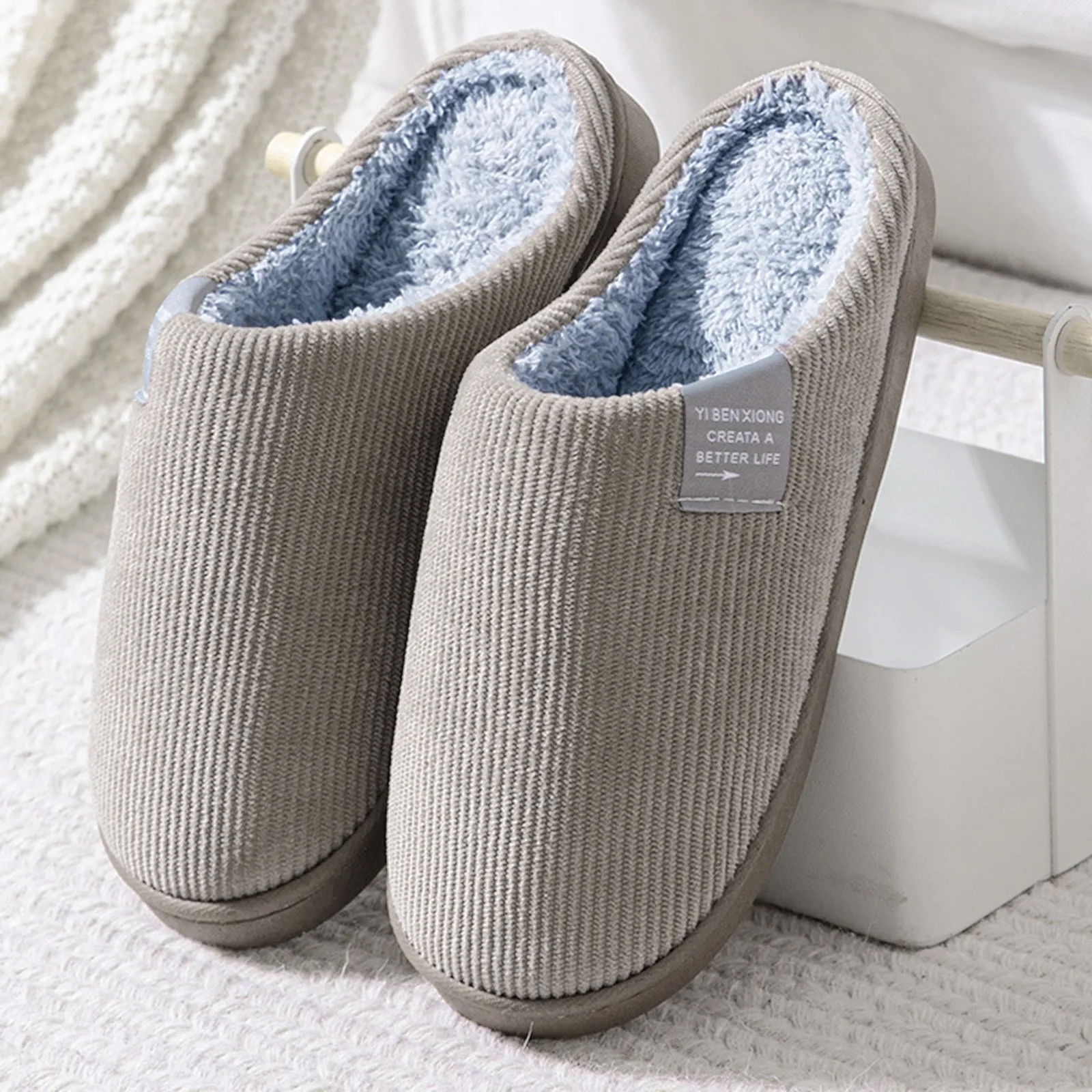 Winter Warm Fur Slippers Men Women Couples House Non Slip Soft Shoes Comfort Flat Heel Home Indoor Bedroom Plush Slippers