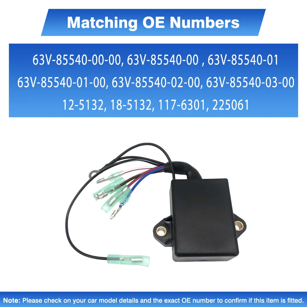 

63V-85540-00 63V-85540-01 Ignition CDI Module Box Replacement For Yamaha 9.9/15 HP 2-Stroke Outboard Engine 1996-2009
