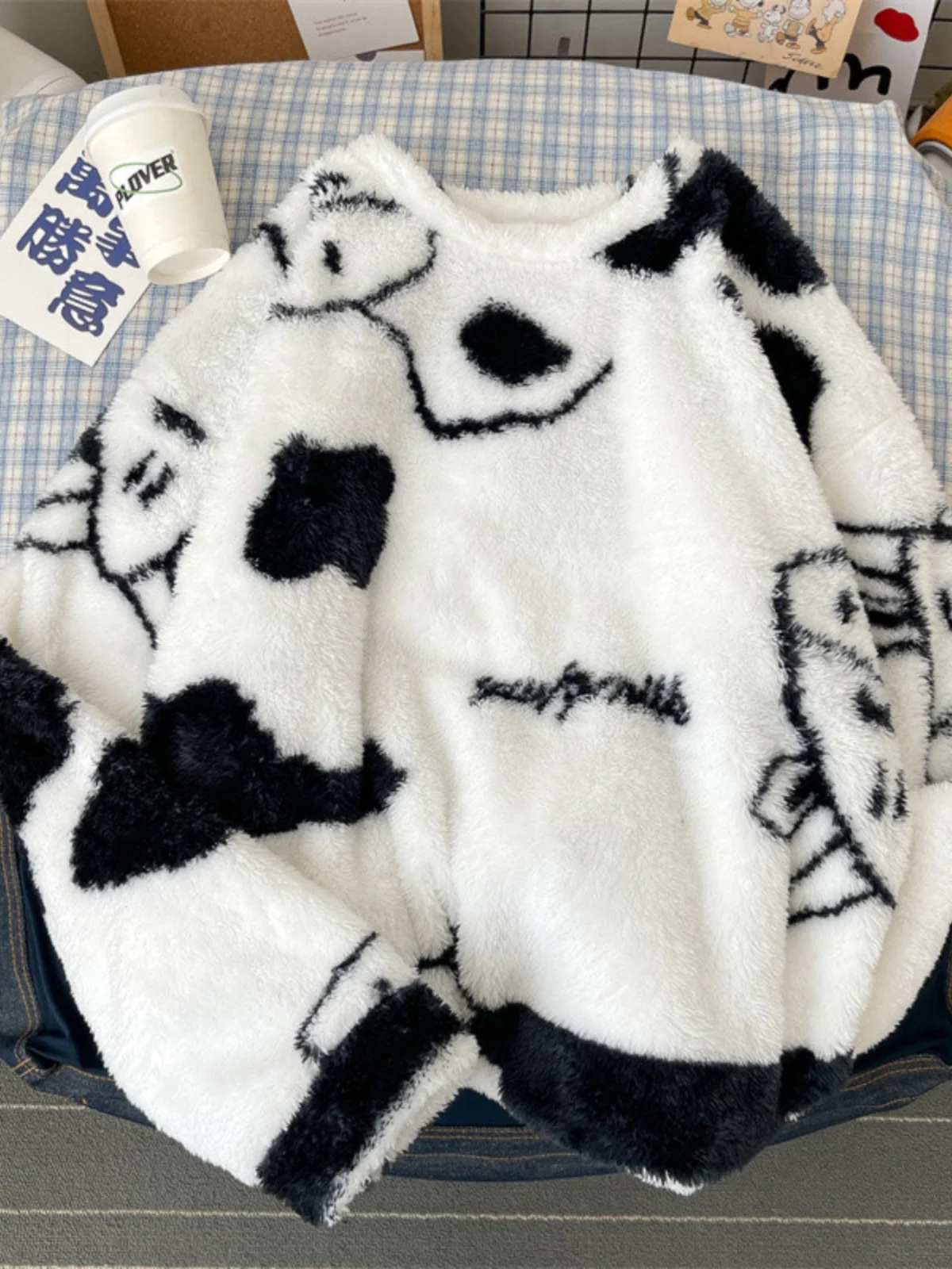 

Мужская бархатная толстовка с капюшоном Lamb Velvet Long Sve Loose Fit Hong Kong Sle High Street Trend, японский бренд, повседневный топ Busin Sle