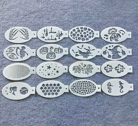 1PCS New facial painting tattoo template, hollowed out skin painting, anime cartoon design template, painting template ruler