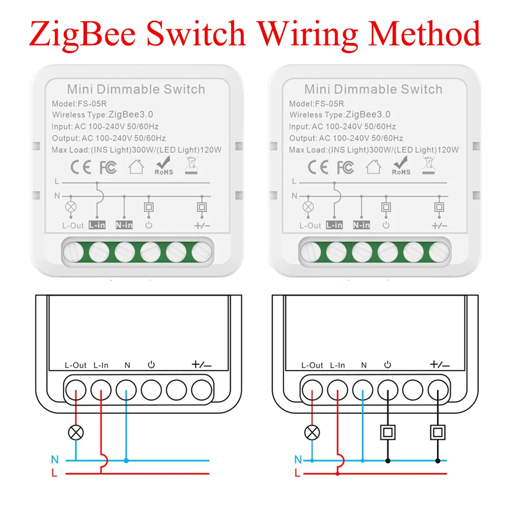 Módulo de atenuación inteligente con WiFi, interruptor regulable con luces LED, funciona con Alexa y Google Home, Tuya, ZigBee