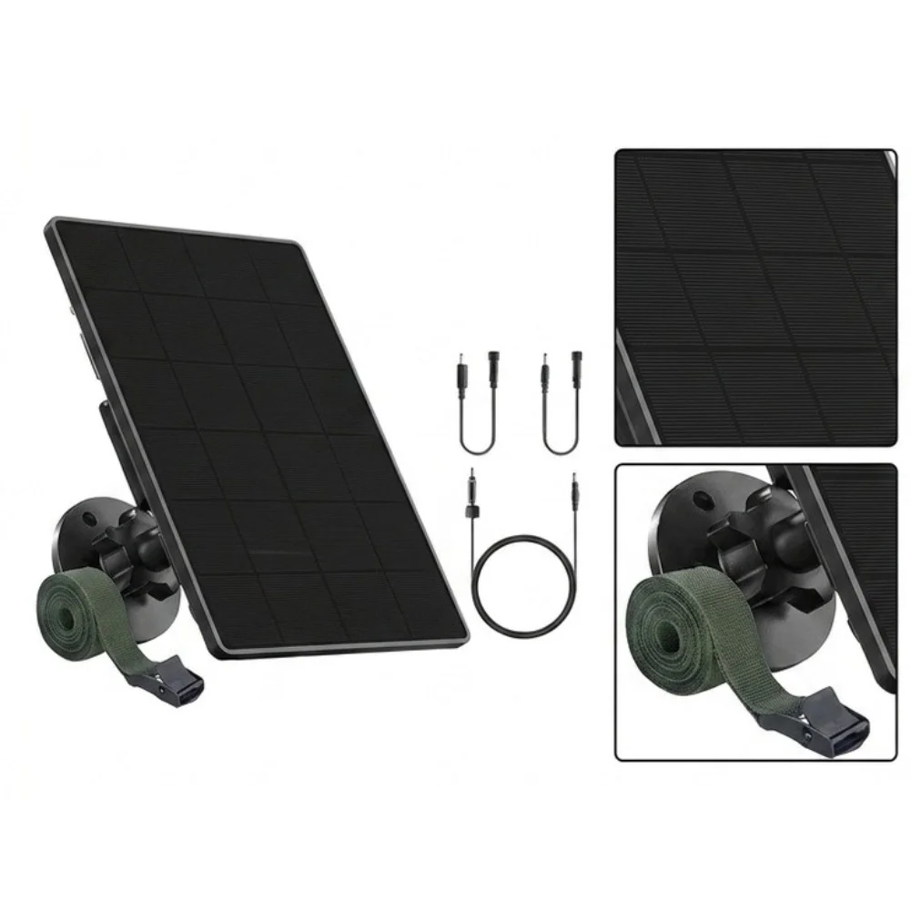 6000mAh Solar Panel for Wildlife Cameras with IP65 Protection and 6V/9V/12V Output Options Monocrystalline 17x10.5cm Black