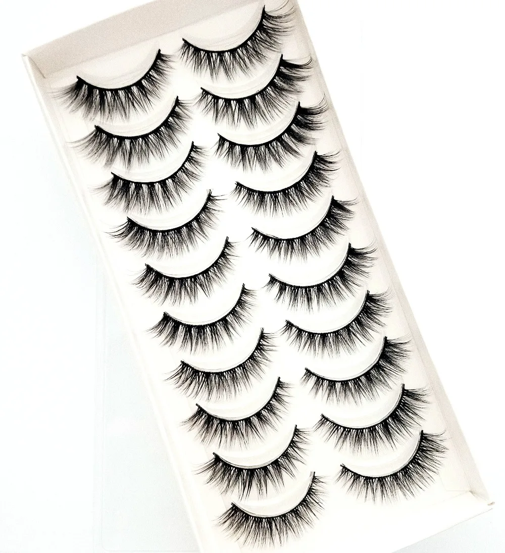 HBZGTLAD 10 Paar künstliche Nerz-Falsche Wimpern, natürliches langes Make-up, 3D-Nerzwimpern, Verlängerungswimpern, kurze Nerzwimpern für Schönheit – Detail 1