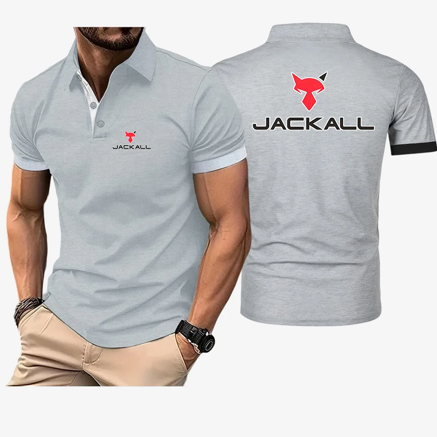 Jackall Lures Logo Polo Shirt Men's Quick-drying Breathable Sweat-wicking Shirt Suitable for Fitness Gym and Running T shirt