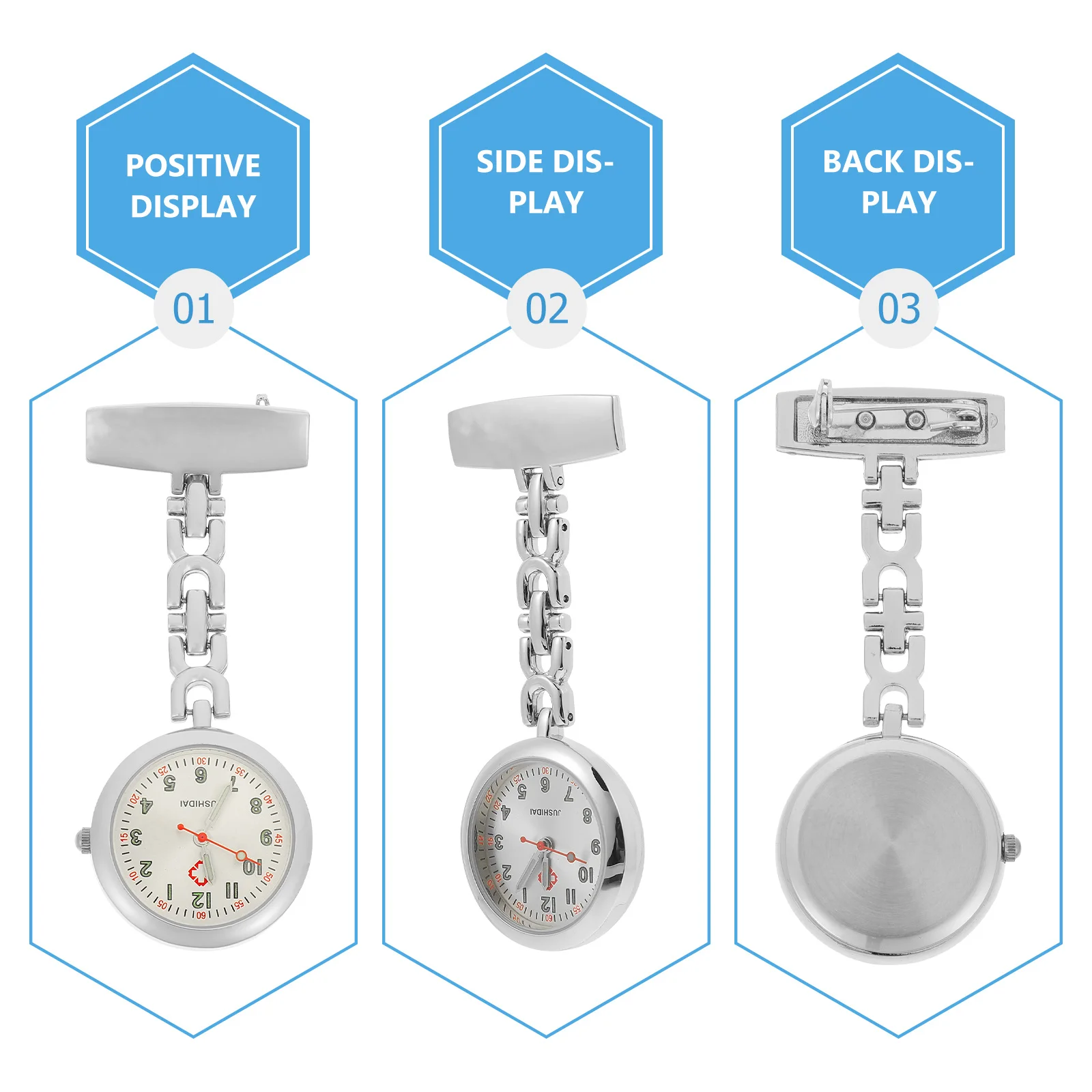 Luminous Pocket For Nurse Glow In The Dark Alloy Chest Watch Clip On Pendant Practical Mute Portable Watch For Medical Staff