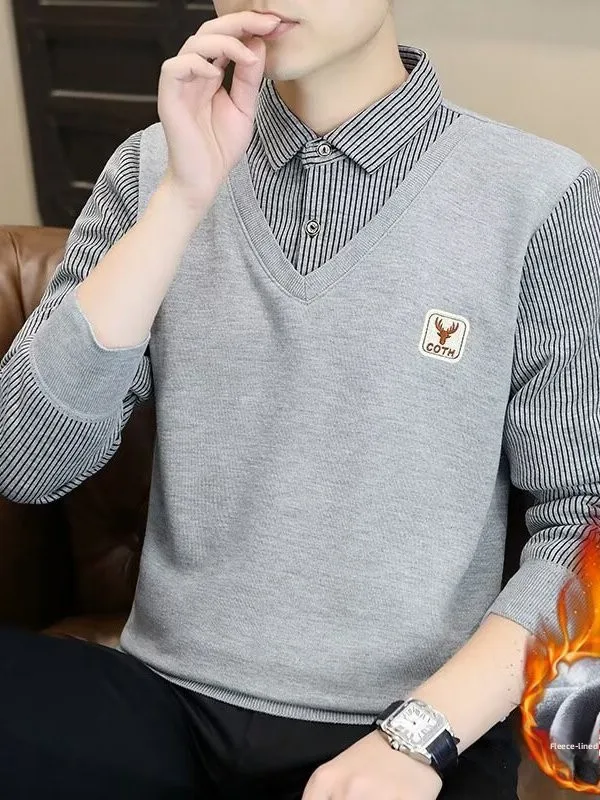 

Высококачественный мужской повседневный вязаный свитер с воротником-стойкой на подкладке, теплый базовый слой, дизайн irt, зимний сезон, стандартная посадка