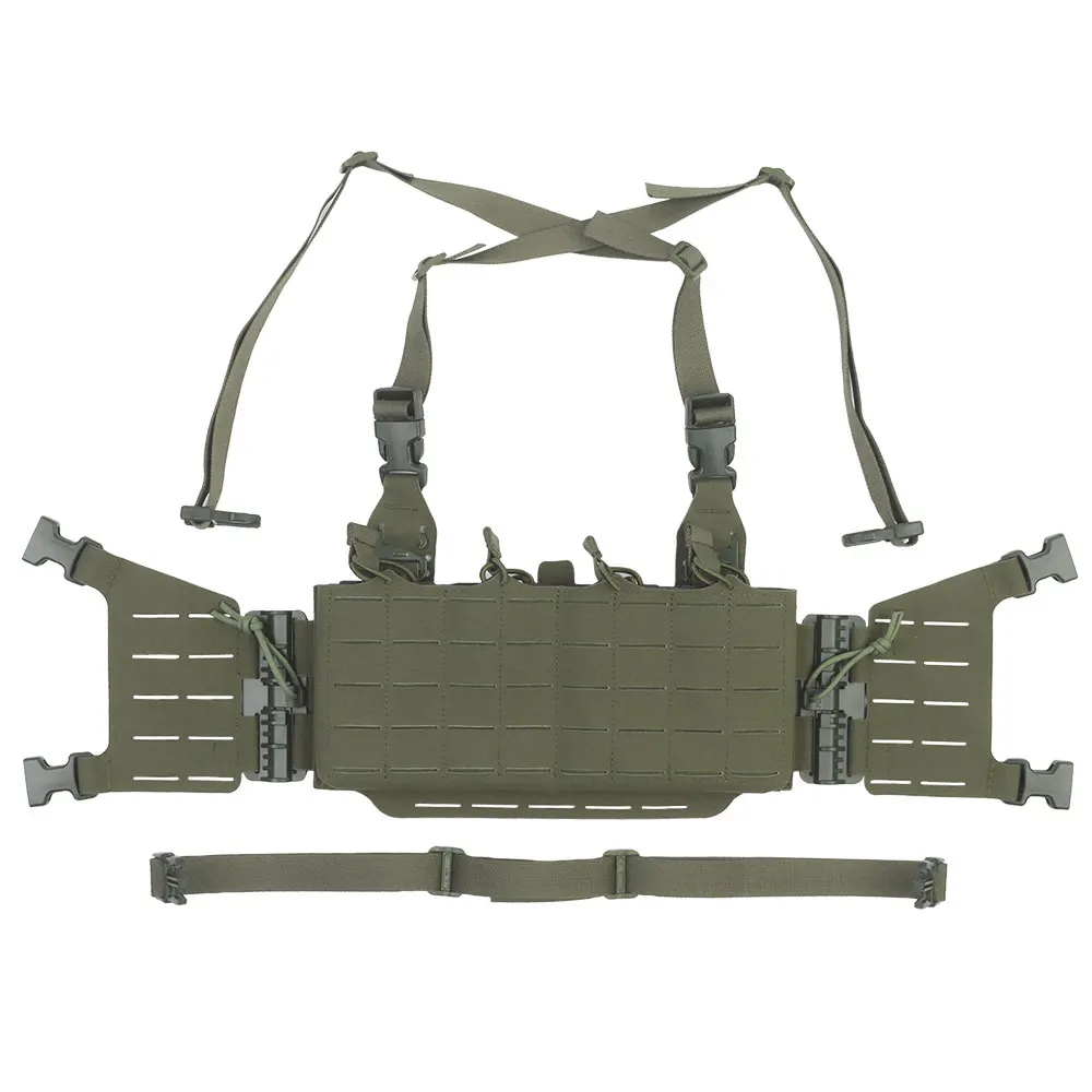 

Tactical Chest Rig Molle Militar Hunting Quick Release Vest with Quadruple 5.56/7.62 Mag Pouch Airsoft Shooting Gear