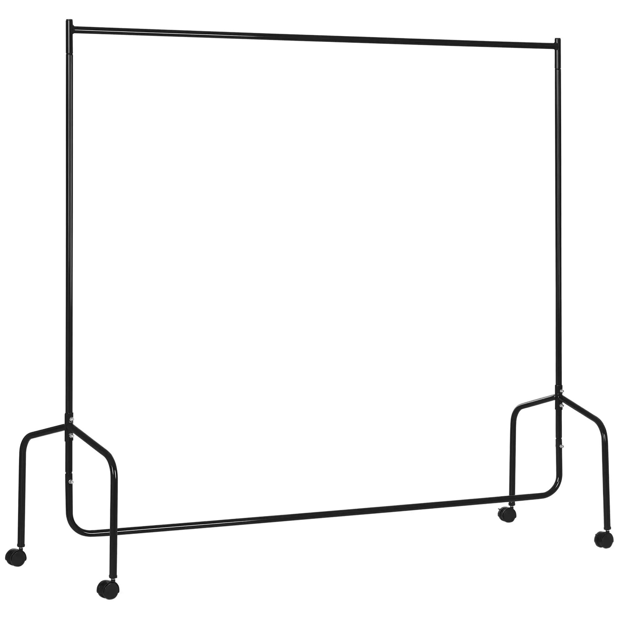 Portant à vêtements 180x60x170cm avec 4 roulettes en acier noir, capacité de charge 140kg