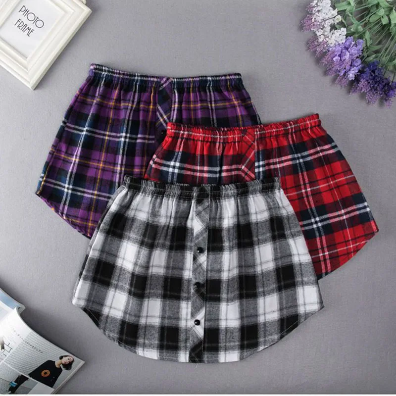 Women's Intimate Slips Versatile shirt fake hem sweatshirt fake hem layered underneath bottom half skirt plaid new my skirt Slip