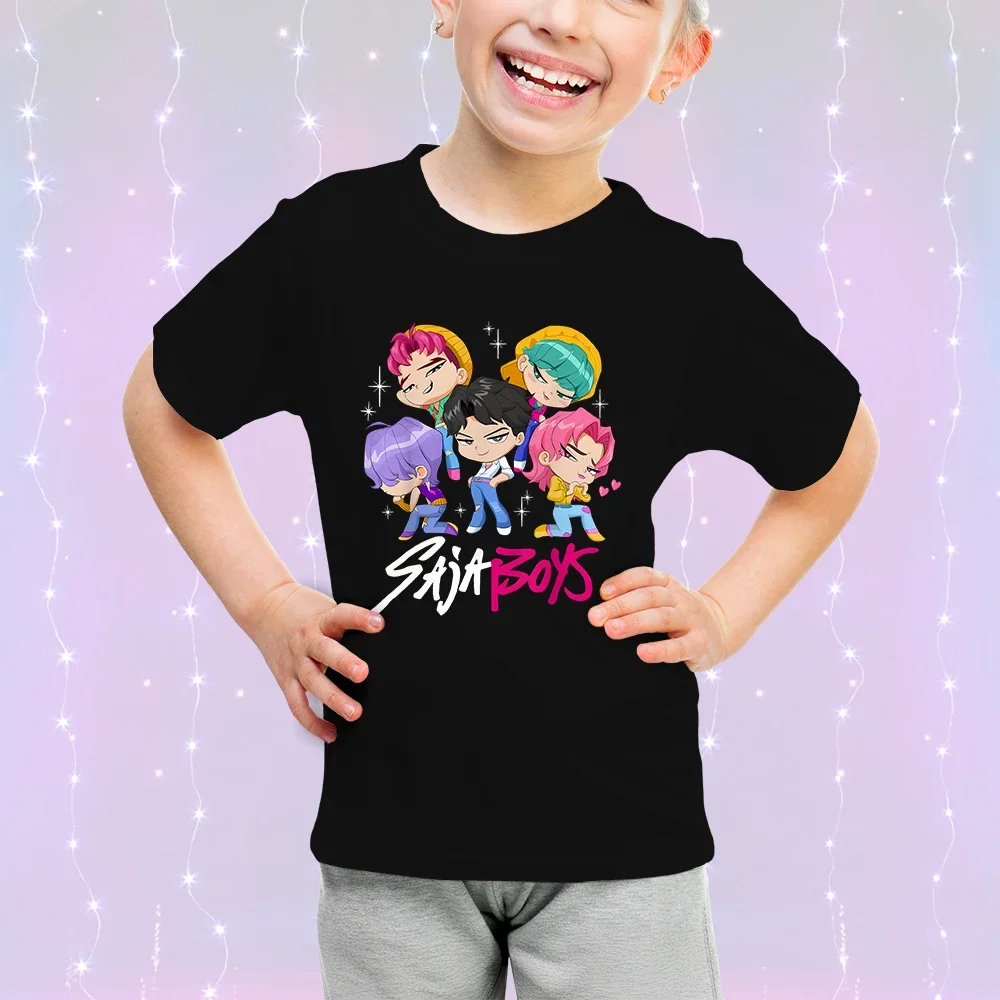 

Children's Clothing Cotton KPop Demon Hunter Casual Printed Top Short Sleeved Girl Boy K-Pop Demon Girl Group Fan Gift T-shirt