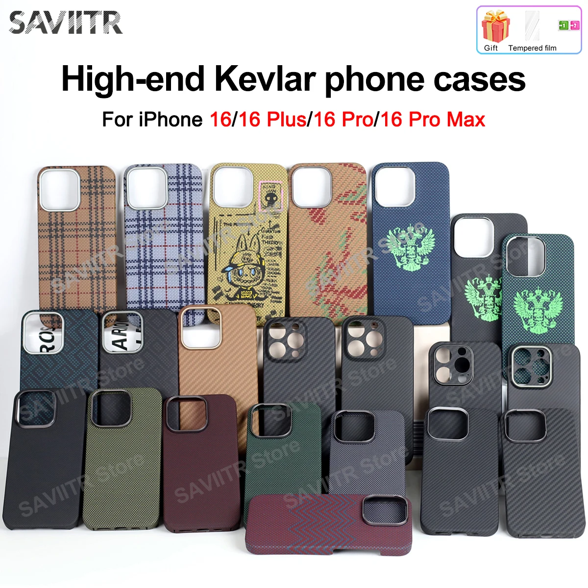 

Чехол для мобильного телефона SAVIITR для iPhone 16 Pro max из углеродного волокна, магнитный защитный чехол из арамидного волокна 16 Pro 16, бизнес 16 plus