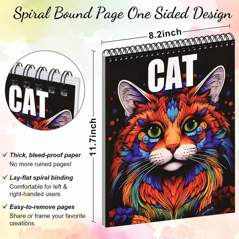 5 Pack Spiral Bound Adult Coloring Books for Women, 32 Pages Each, Single-Sided Coloring Pages for Stress Relief, Mindfulness