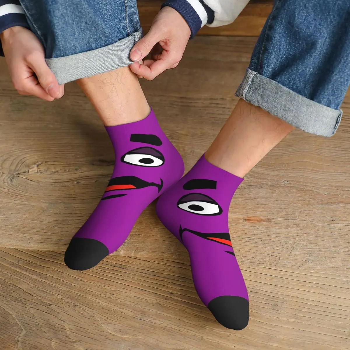 

Grimace Cartoon Design Socks Harajuku Sweat Absorbing Stockings All Season Socks Accessories for Man's Woman's Birthday Present