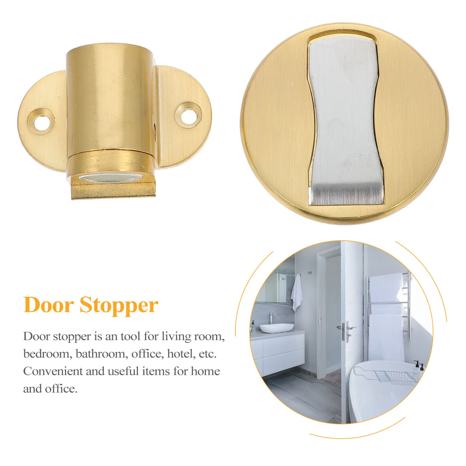 

Adjustable Stopper 1 Set Strong Suction Wear Resistant Door Catch Home Office Hotel Door Holder Floor Mount Punch Free Adhesive