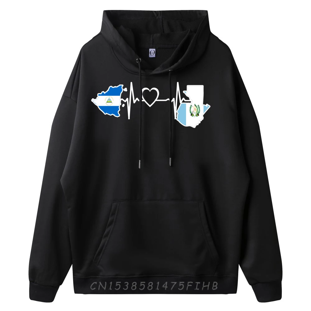 غواتيمالا نيكاراغوا العلم غواتيمالا نيكاراغوا نبضات القلب أنيمي البلوز هوديس ملابس للرجال سينكو دي مايو #2