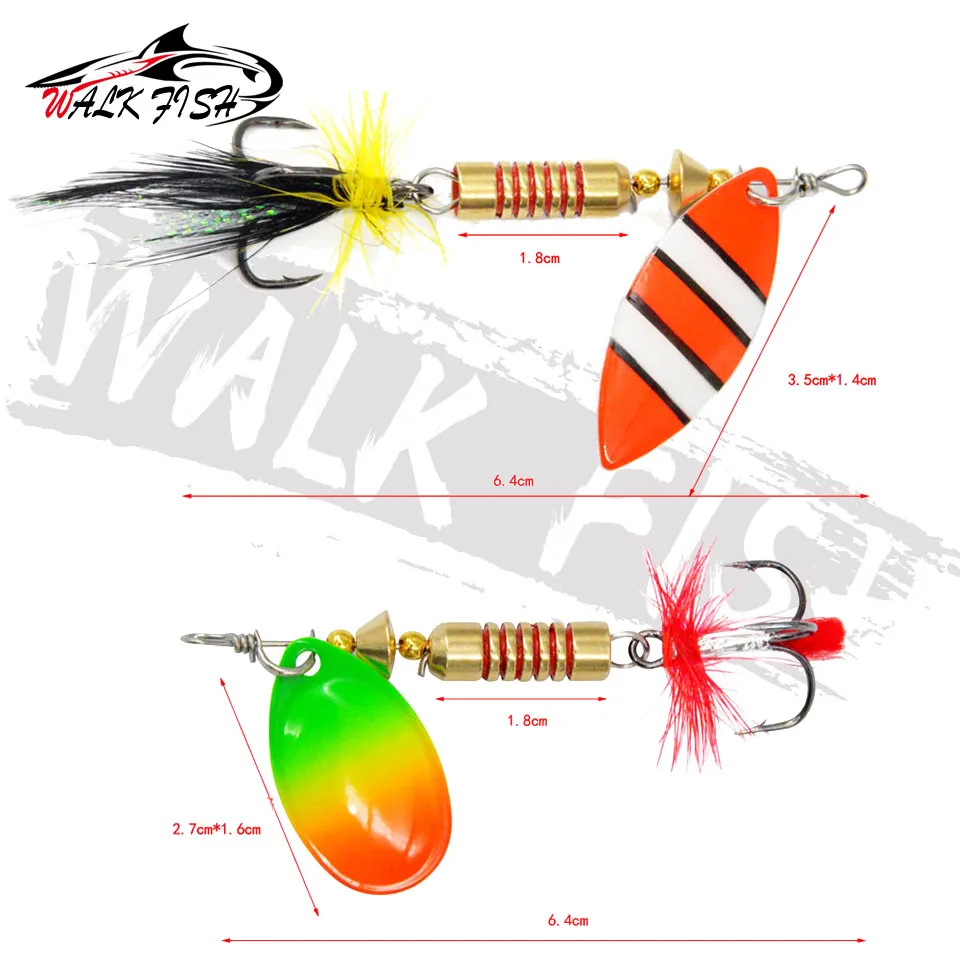 WALK FISH 1PCS Spinner Lure 6g Hard Bait Spoon Lure Feather Treble Hook Fishing Lure Crankbait Bass Lure Wobblers Pesca