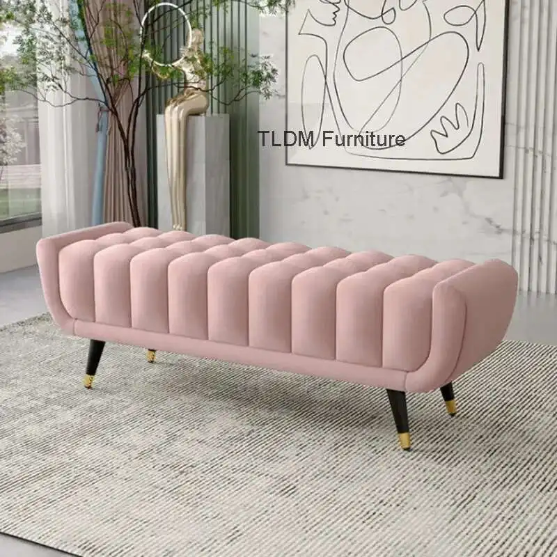 

Light Luxury Bedroom Bed Stool European Style ottomans Simple Nordic Home bench Living Room Clothing Store Cloakroom Sofa Stool