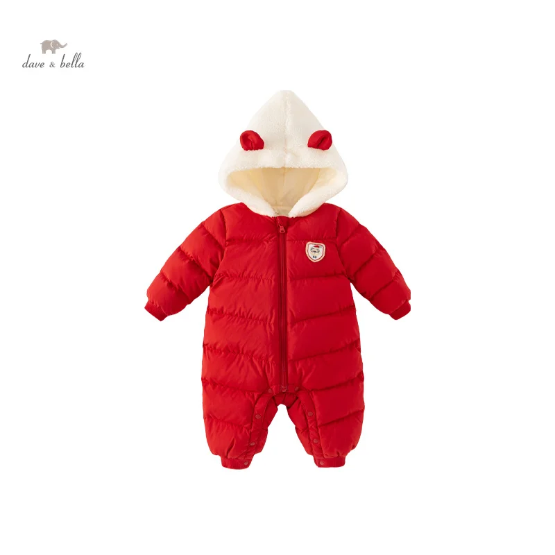 

Dave Bella Baby Jumpsuit Creeper Bodysuit for Newborns 2023 Winter New Boys Girls Red Down Romper Lovely Festival DB4237082