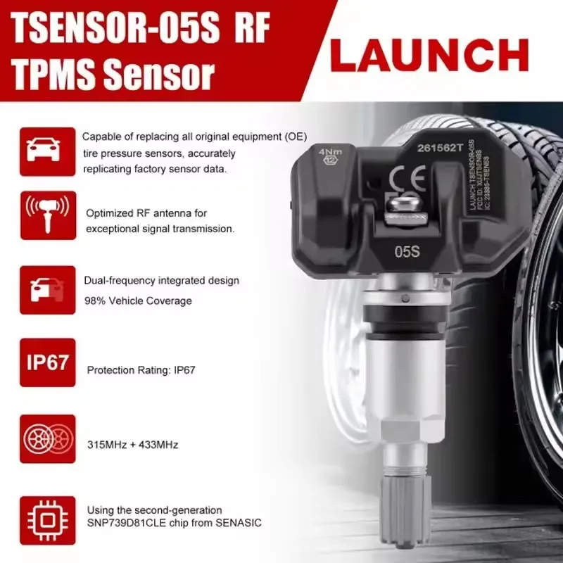 Launch RF Sensor X431 LTR-03 RF05 315/433MHZ 2in1 Car Tpms Tire Pressure Sensor Repair Program with LAUNCH CRT5011E I-TPMS Tool