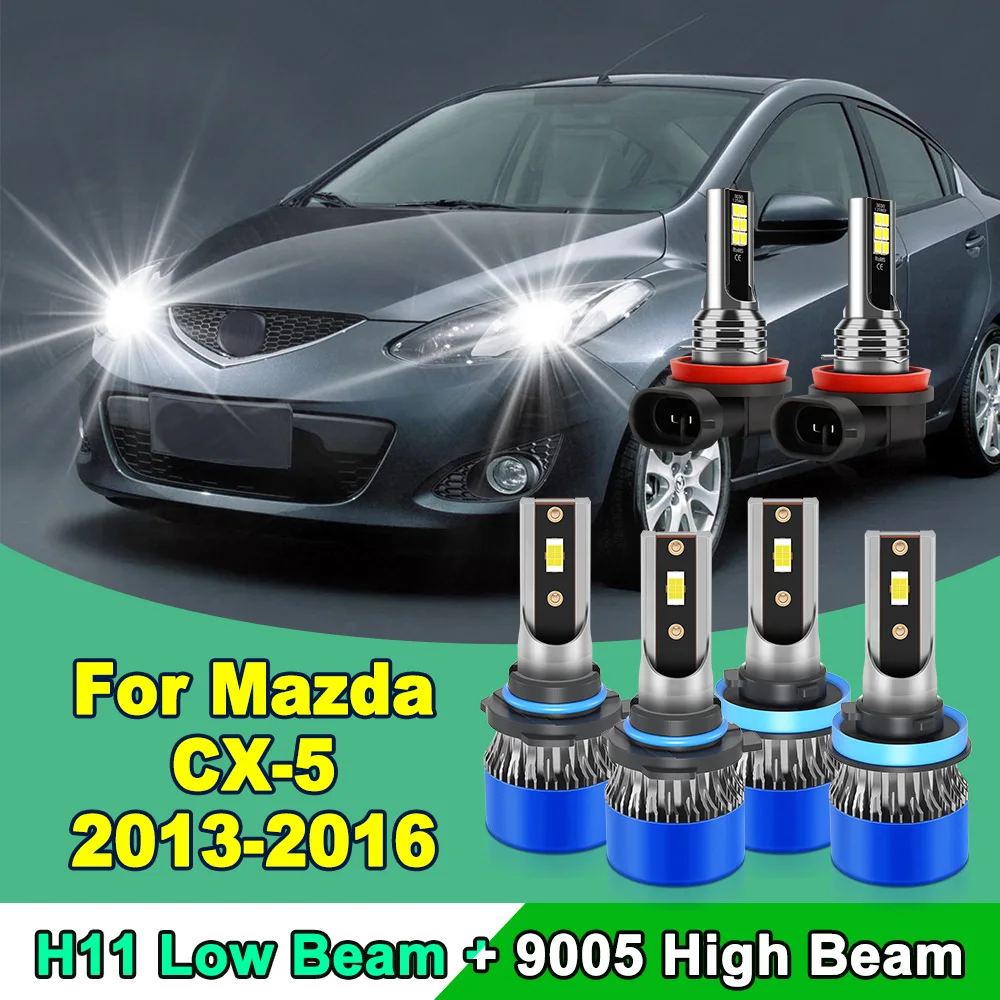 

Car LED Headlight 6000K Turbofan High Low Beam Headlight Bulb Fog Light Bulb For Mazda CX-5 2013 2014 2015 2016 Plug and Play