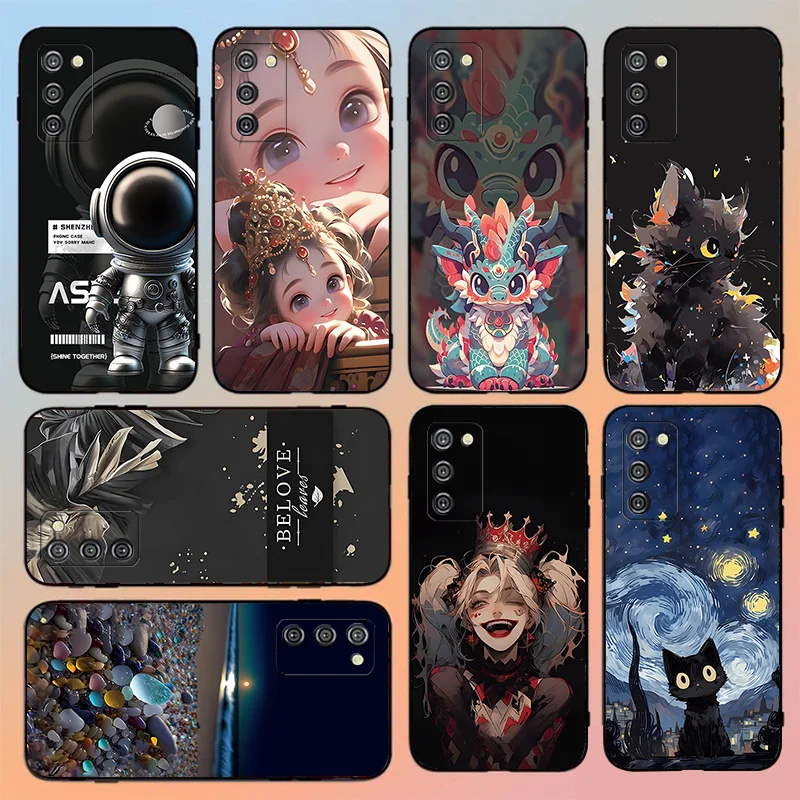 For Samsung A03S NICE Glacier Grey and Gentleman Black TPU Black Soft Phone Case Samsung A 03 S Stones on the Sea Red flame