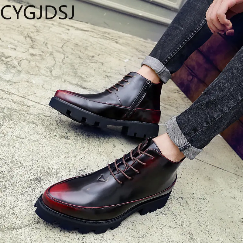 Black Boots Platform Boots Casuales Chelsea Boots Men Casual Shoes for Men Ankle Boots for Men Leather Shoes for Men Chaussures