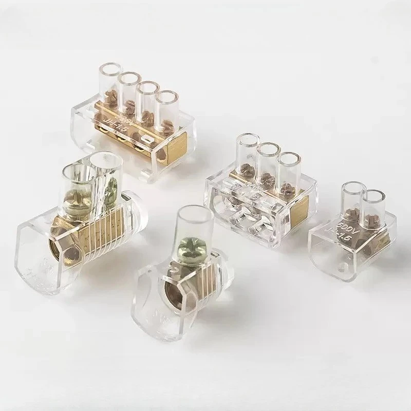 10pcs Terminal Block Transparent Pure Copper Closed Terminal Double Hole Crimp Cap 2-position Terminal