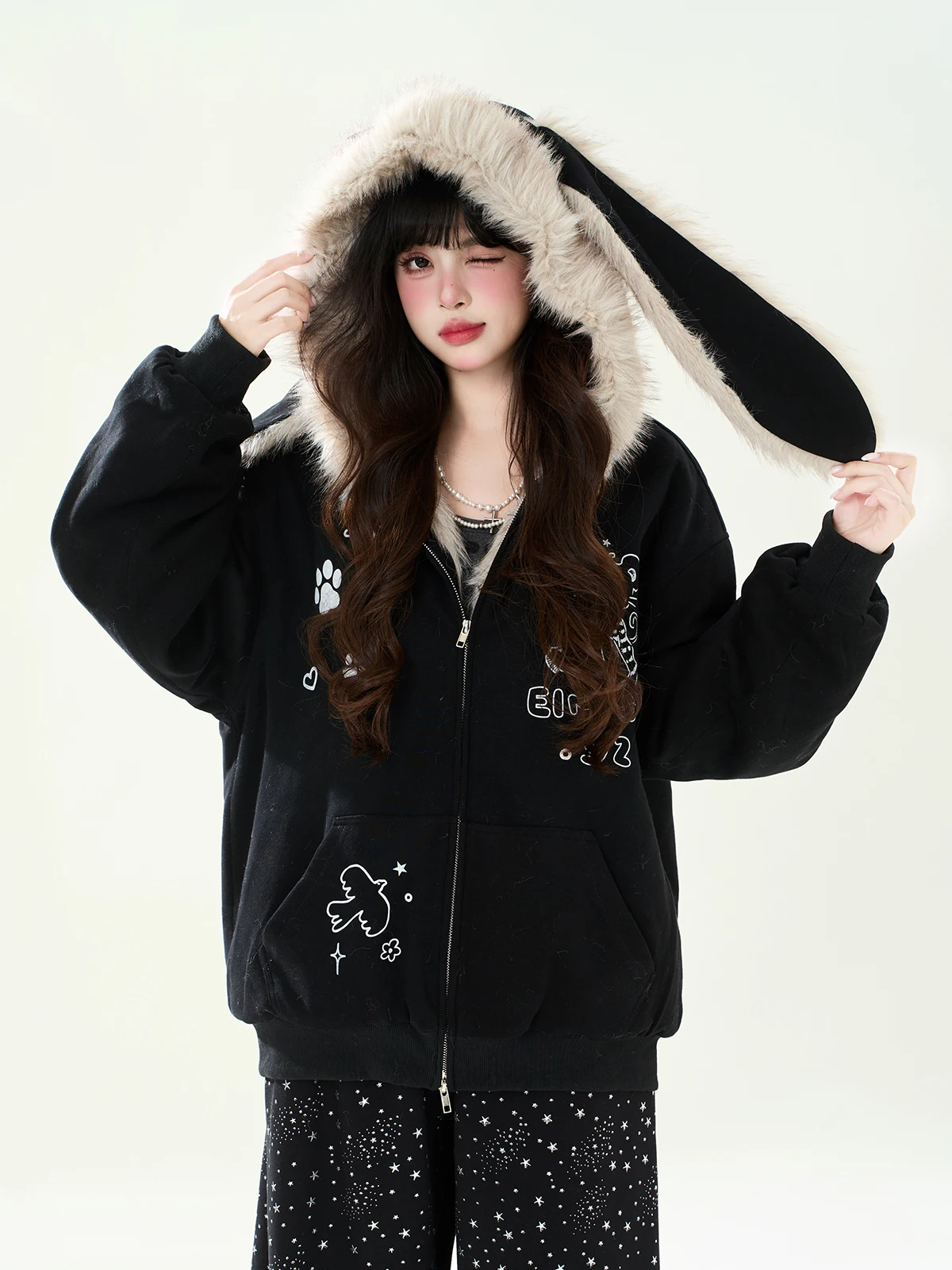 

ENJOG Теплая легкая хлопковая куртка с капюшоном и меховым воротником для женщин, зимнее утепленное свободное хлопковое пальто