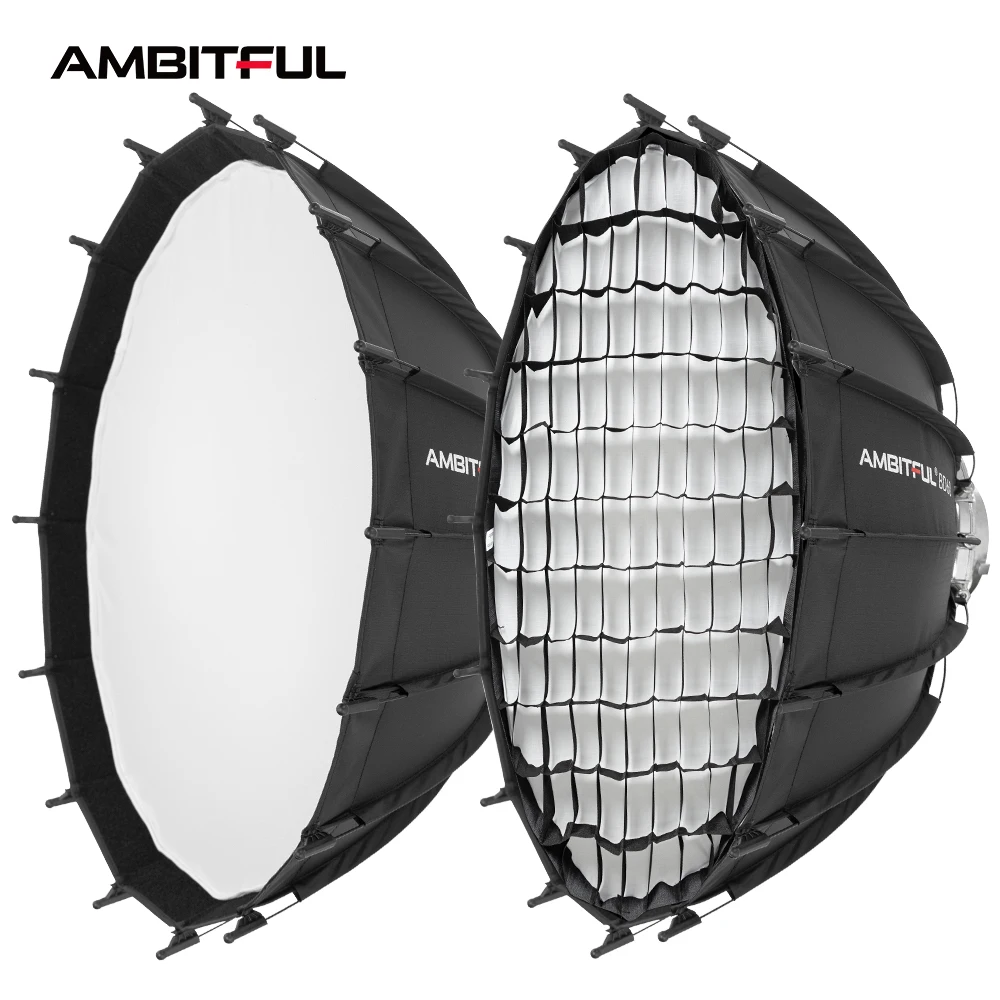 Ambitful BD80 80cm Studio Wide Angle Beauty Dish Honeycomb Grid Bowens Mount pour Godox SK400II QT600II SL200II VL300