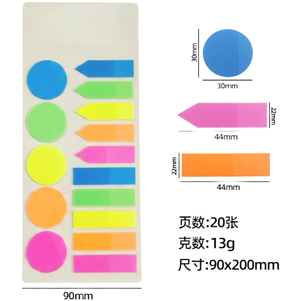 Alien Index Post Fluorescent Transparent Desk Memo Pads 20 Sheets PET BOPP Material Compatible with Highlighters and Pencils