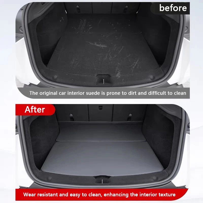 Für Tesla Model Y Juniper Standard 2026 Kofferraummatte Leder-Rückenlehnen-Schutz Allwetter-Laderaumauskleidung Anti-Schmutz-Matte – Detail 2
