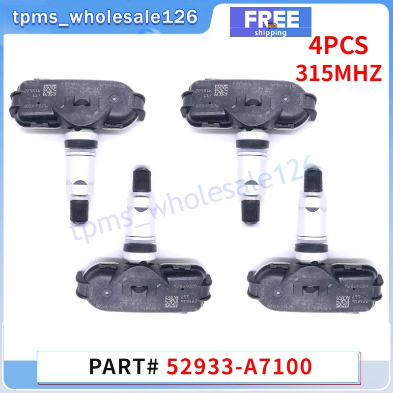 4PCS/Lot Car Tire Pressure Monitor System Sensor 52933-A7100 For 2013 2014 2015 Kia Cerato 315MHZ TPMS TYRE SENSORS 52933A7100