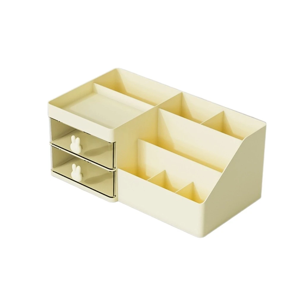 

10 Compartments Desktop Stationery Storage Box 2 Drawers Cute Bunny Cosmetic Drawer Organizer Large Capacity Decorative