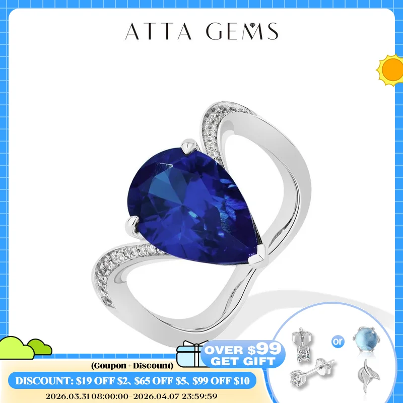 

ATTAGEMS классические кольца грушевидной огранки 6CT с лабораторным сапфиром S925 стерлингового серебра лабораторный рубин обручальное кольцо для женщин элегантные обручальные украшения