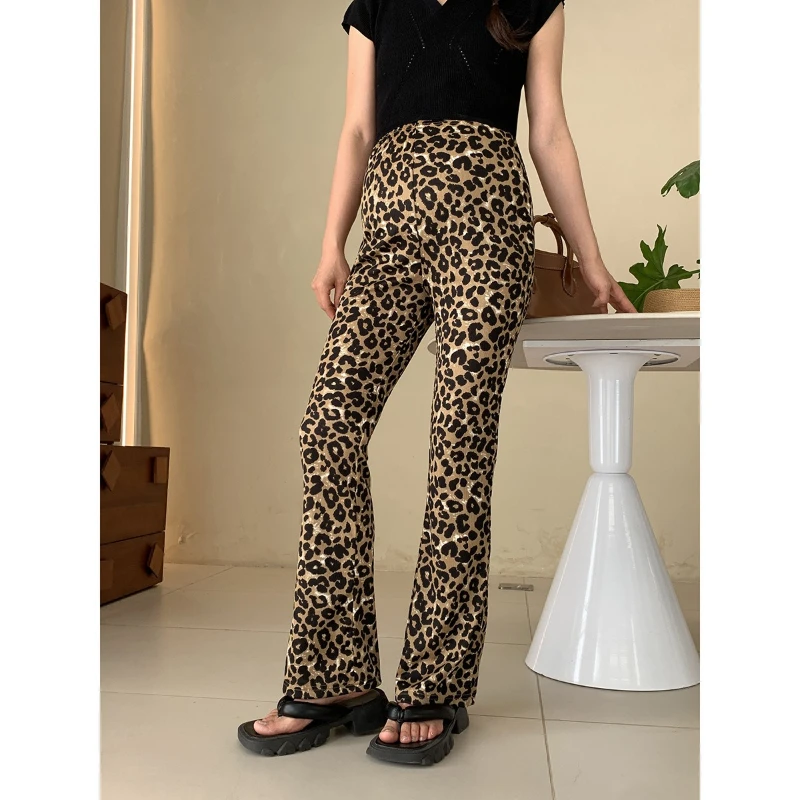 Summer Lightweight Pregnant Women's Flared Floor-Length Pants High-Elastic Casual Pants Trendy Micro Flare Long Trousers