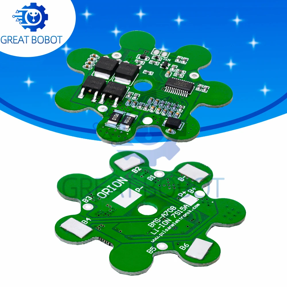 1Pcs 7S 15A 25.9V Balanced Li‑ion BMS Board, 24V Battery Management Module