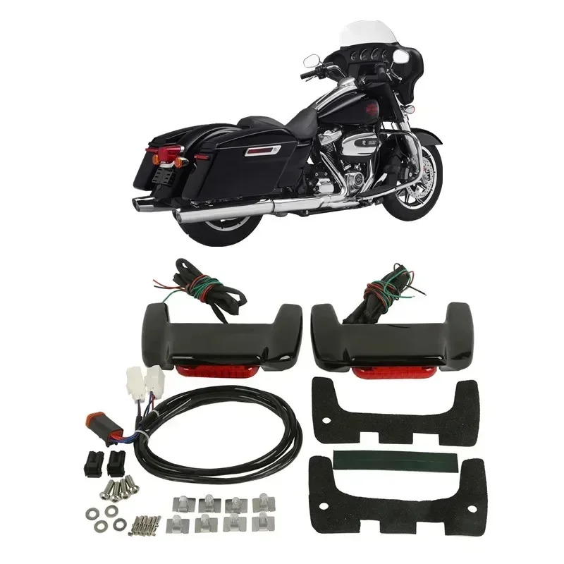 For Harley Touring Electra Street Glide Road King 1993-2013 Motorcycle Hard Saddlebag Lid LED Spoiler Kit Accesorios moto