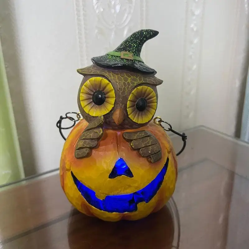 

Halloween Pumpkin Lantern LED Owl Lamp For Kids Bedroom Halloween Lantern With Carrying Handle Courtyard Decor Patio Pathway