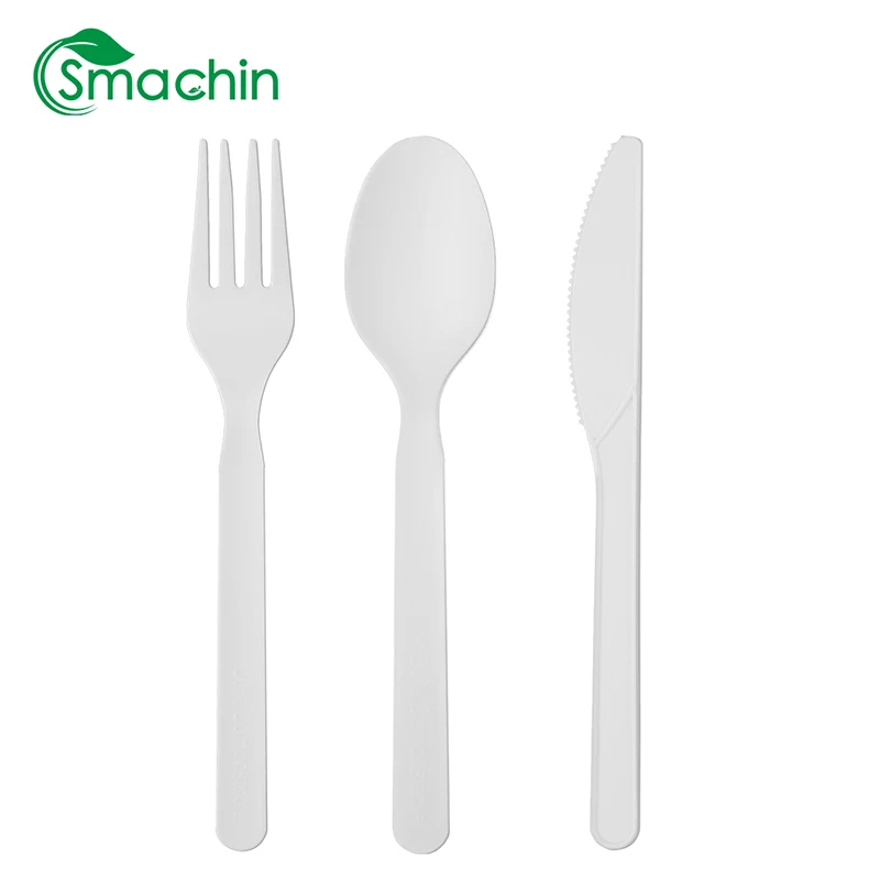 

Smachin 50pcs CPLA Disposable Spoon Fork Knife Party Tableware Degradable Spoons Compostable Forks Cutlery For Birthday Dinner
