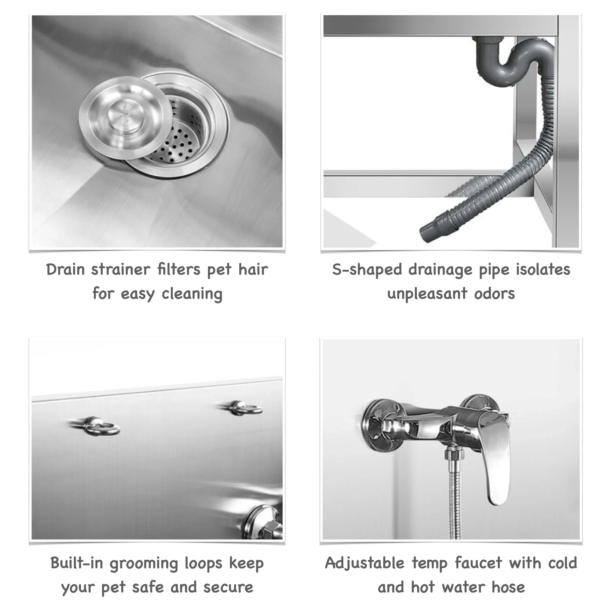 متعددة الوظائف Petproofing سبا الفولاذ المقاوم للصدأ الكلب الاستحمام حوض معدني كلب غسل ومحطة الاستمالة #3