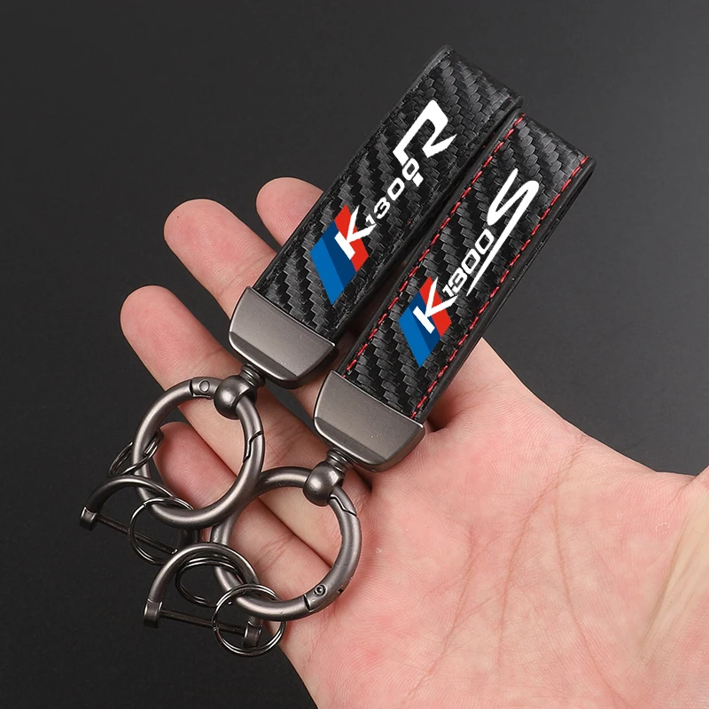 Leather Motorcycles keychain horseshoe buckle jewelry key chain for BMW K1300R K1300S Accessories