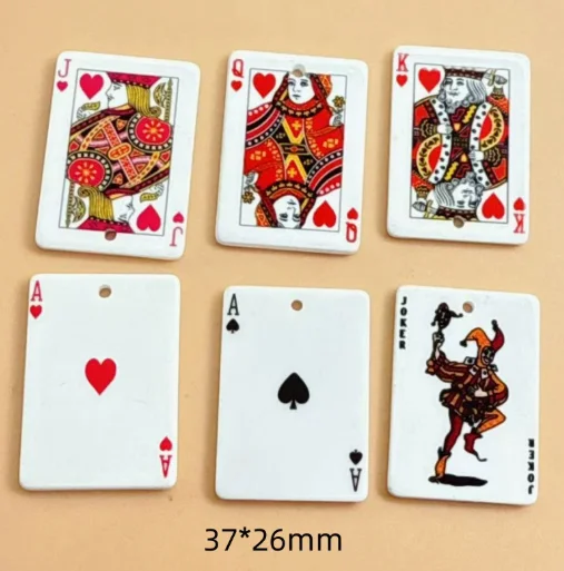 10 Pcs Acrylic Playing Cards Charm Pendant For Jewelry DIY Bracelet Earrings Decorative Material Accessories