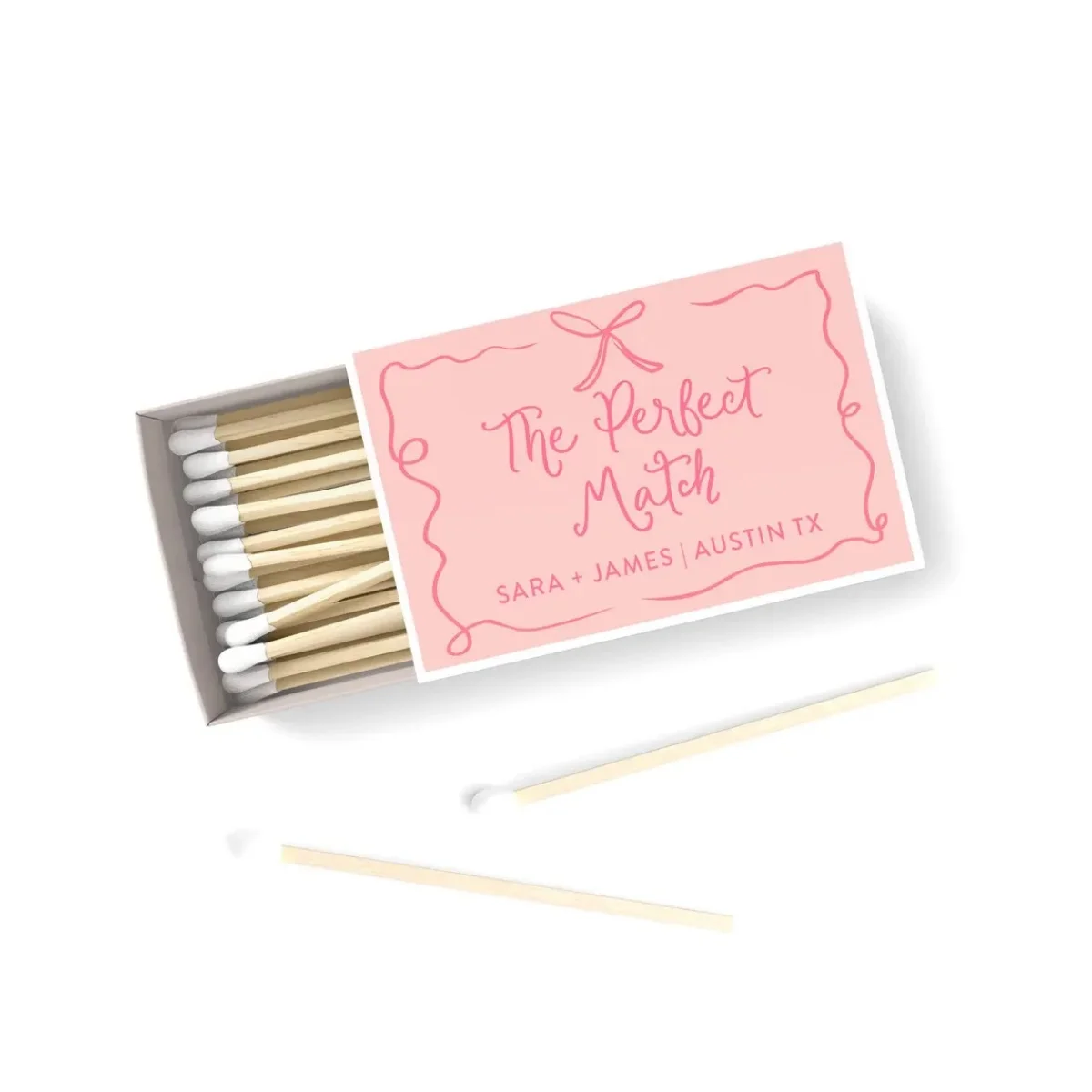 

Набор свадебных сувениров из 50 штук - Идеальная спичечная коробка - Сувениры для душа на заказ - Сувениры для вечеринок на заказ - нарисованные вручную банты и иллюзия