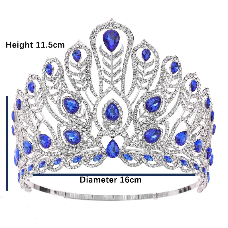 Luxe schoonheidswedstrijd kroon verstelbare conceptuele tiara voor podiumshows bruids kristallen sieraden koninklijke zendspoel haaraccessoire