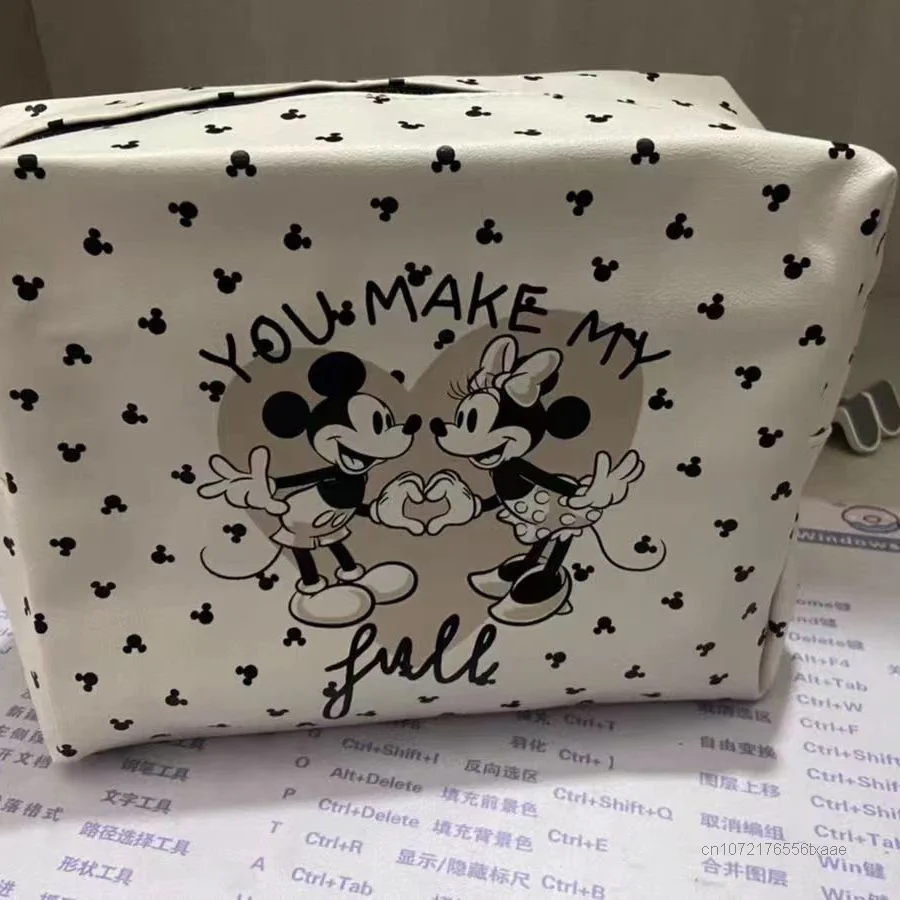 Disney Mickey Heart Print Makeup Bags Large Capacity Portable Minnie Carrying Totes Women Fashion Travel Storage Bag Wash Bag