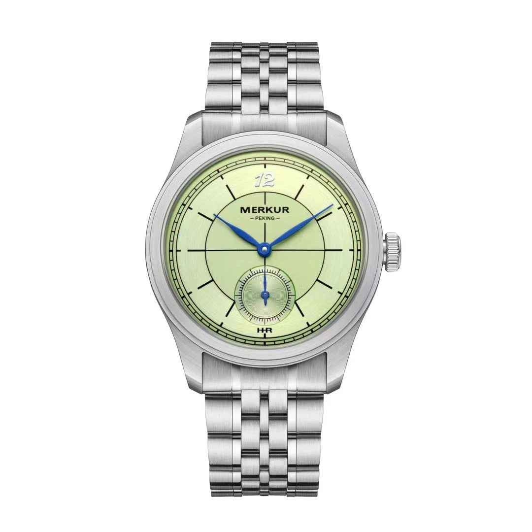 

The New MERKUR Cross Line Sector Dial Green Retro Casual Watch for Men Business Series Manual Chorded Watch Relogio Metal